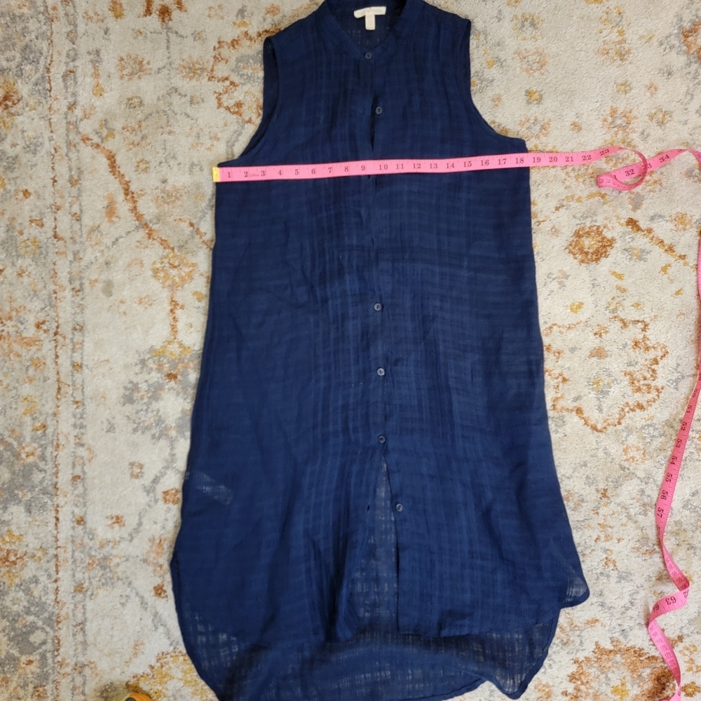 Eileen Fisher XS Linen Sleeveless Tunic Navy Lightweight Layering Dress - Picture 11 of 11